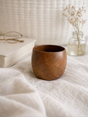 Vintage Myrtle Wood Desktop Tabletop Decor Small Container Vase Trinket Holder